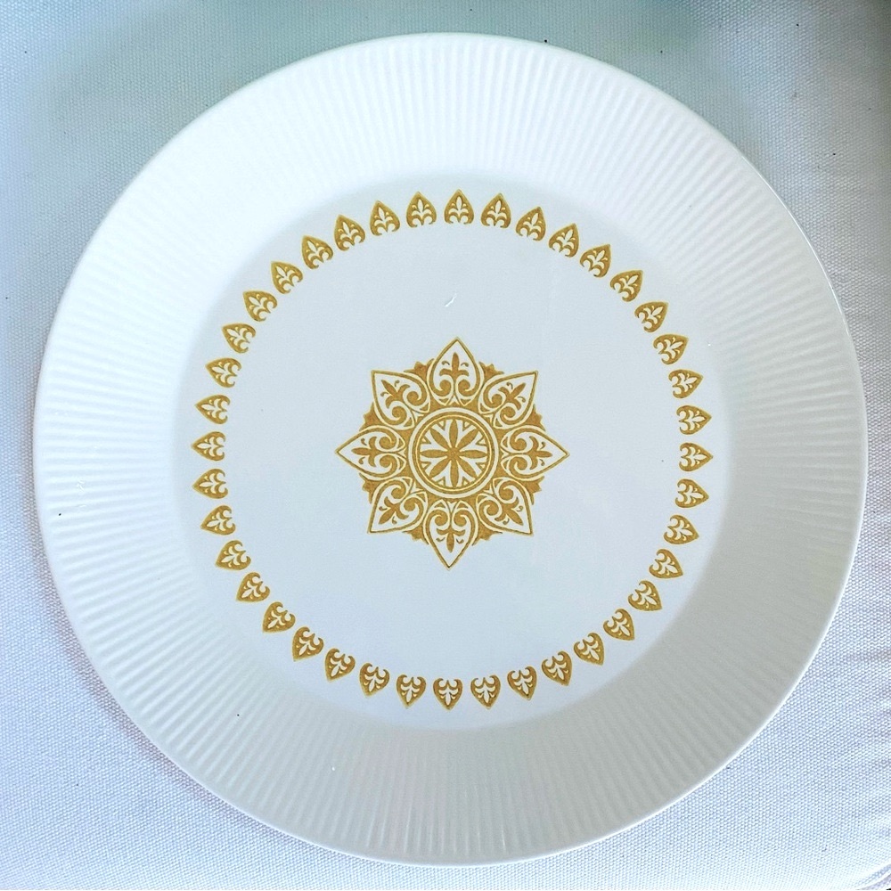 MCM 1960’s Sheffield Serenade 12” Plate Platter Dish USA Cream Yellow Gold
